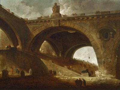 De Oude Brug door Hubert Robert