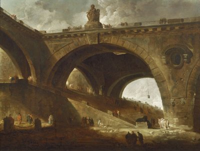 De Oude Brug door Hubert Robert