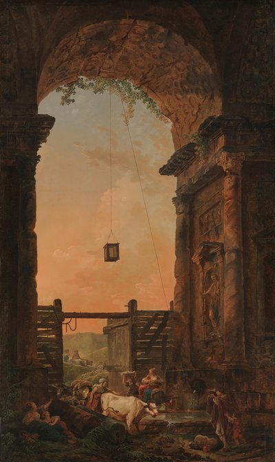 De terugkeer van het vee door Hubert Robert