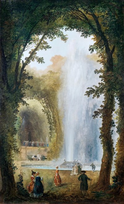 De fontein in het bos van de muzen bij het Château de Marly door Hubert Robert