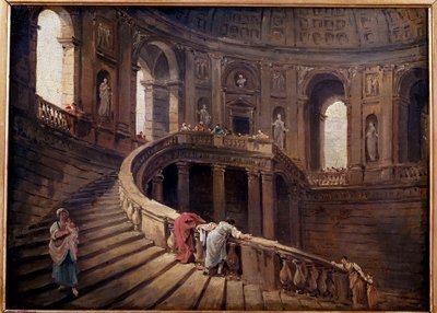 De wenteltrap van Palazzo Farnese in Caprarola door Hubert Robert