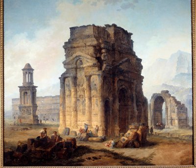 Zicht op de Arc de Triomphe en het Theater van Orange door Hubert Robert