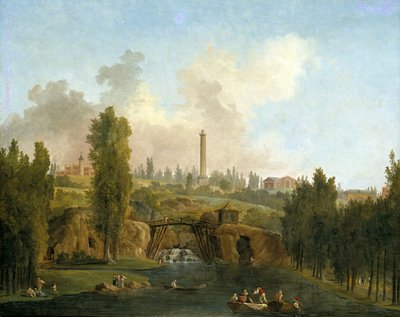 Uitzicht op het Park van Méréville door Hubert Robert