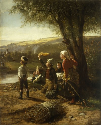 Roepen voor de veerboot, 1871 door Hubert Salentin