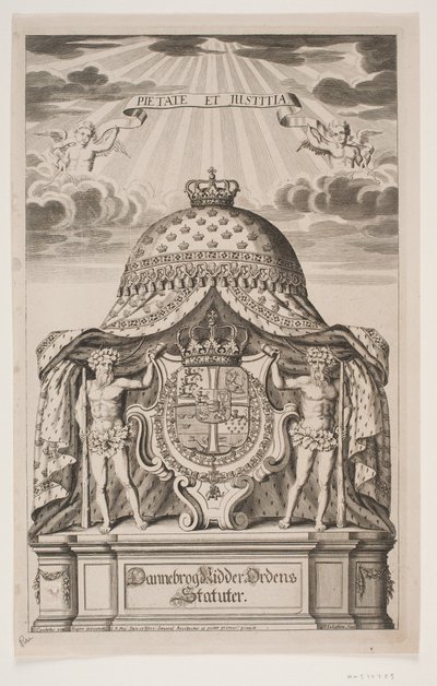 Titelblad voor de statuten van de Orde van de Olifant door Hubert Schaten
