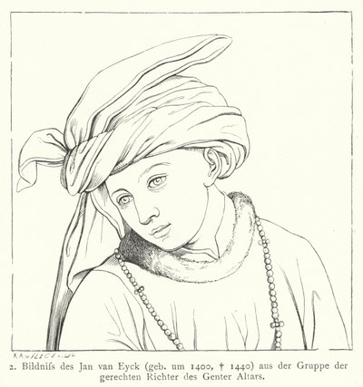 Een van de rechtvaardige rechters van het Gentse altaarstuk van Jan van Eyck door Hubert and Jan van  Eyck