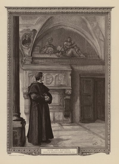 Monnik en Madonna door Hubert von (after) Herkomer