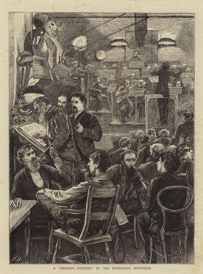 Een rookconcert door de Zwervende Minstrelen door Hubert von Herkomer