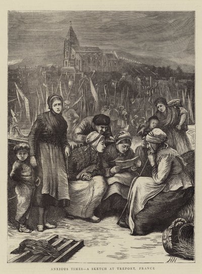 Bezorgde tijden, een schets in Treport, Frankrijk door Hubert von Herkomer