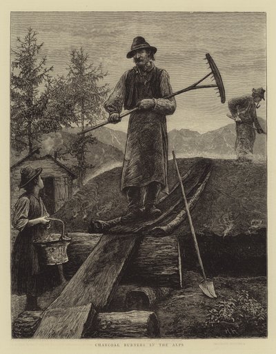 Houtskoolbranders in de Alpen door Hubert von Herkomer