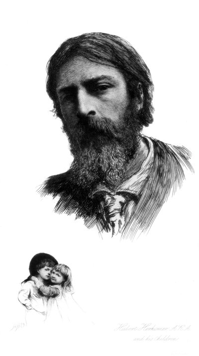 Hubert Herkomer, in Duitsland geboren Britse kunstenaar, en zijn kinderen door Hubert von Herkomer