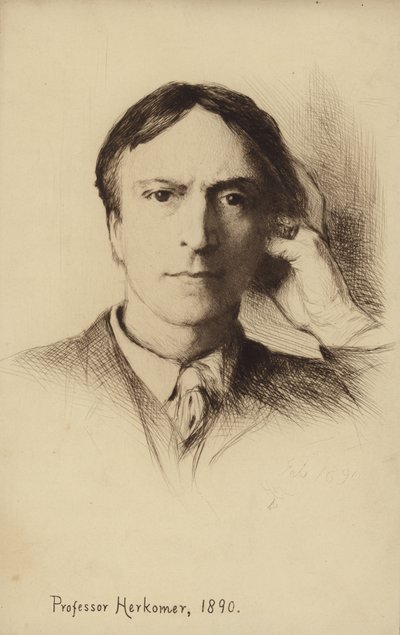 Zelfportret van de Britse kunstenaar Hubert Herkomer door Hubert von Herkomer