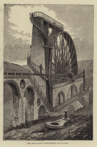 Het Grote Laxey Waterwiel, Isle of Man door Hubert von Herkomer