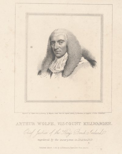 Arthur Wolfe, burggraaf Killwarden, gegraveerd door G. Robinson door Hugh Douglas Hamilton
