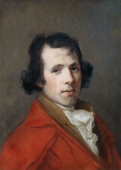 Portret van Antonio Canova, buste lengte, met een jas door Hugh Douglas Hamilton