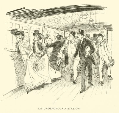 Een ondergronds station (gravure) door Hugh Thomson