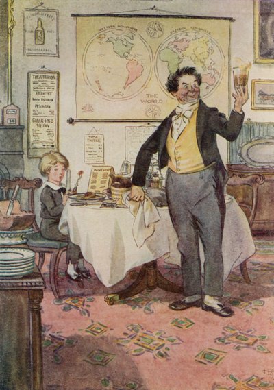 David Copperfield en de ober in Yarmouth door Hugh Thomson