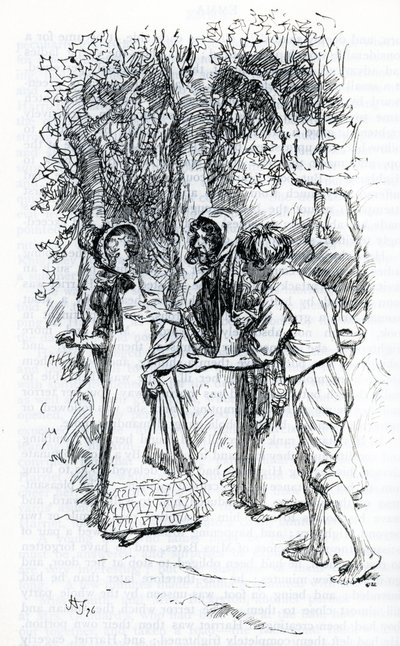 Harriet, aangevallen door zigeuners (illustratie) door Hugh Thomson