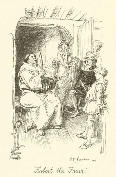 Hubert de monnik (litho) door Hugh Thomson