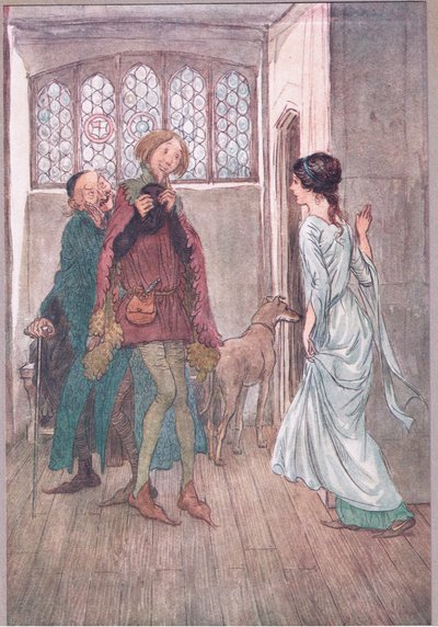 Ik had een vader, Mevrouw Anne: mijn oom kan je goede grappen over hem vertellen, illustratie uit The Merry Wives of Windsor, 1910 door Hugh Thomson