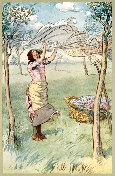 Ik was, wring... En doe alles zelf, uit De Vrolijke Vrouwtjes van Windsor, pub. 1910 door Hugh Thomson
