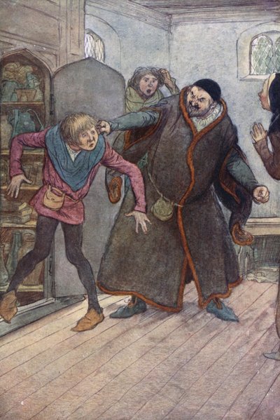 Illustratie voor De vrolijke vrouwtjes van Windsor (kleur litho) door Hugh Thomson
