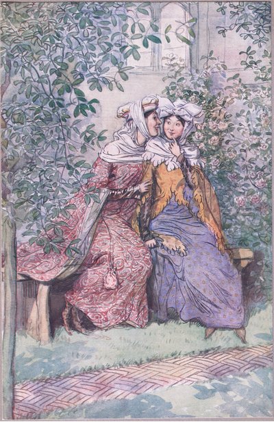 Laten we samen overleggen tegen deze vette ridder, illustratie uit The Merry Wives of Windsor, 1910 door Hugh Thomson