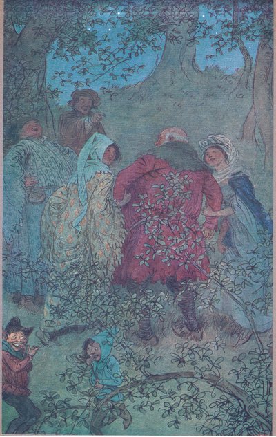 Nu, goede Sir John, hoe leven uw Windsor vrouwen, illustratie uit De Vrolijke Vrouwtjes van Windsor, 1910 door Hugh Thomson