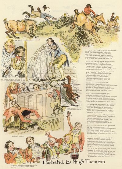 Serie illustraties die de Hollydale Jacht uitbeelden door Hugh Thomson