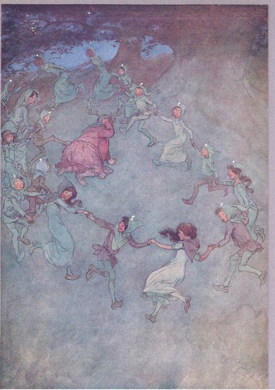 Laat ze hem dan allemaal omringen, illustratie uit The Merry Wives of Windsor, 1910 door Hugh Thomson