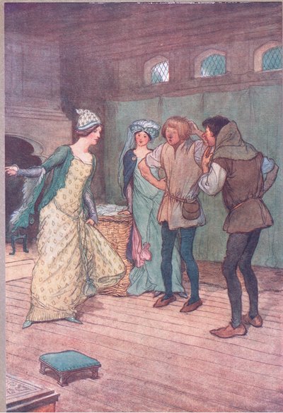 Leeg het daar in de modderige sloot, illustratie uit The Merry Wives of Windsor, 1910 door Hugh Thomson