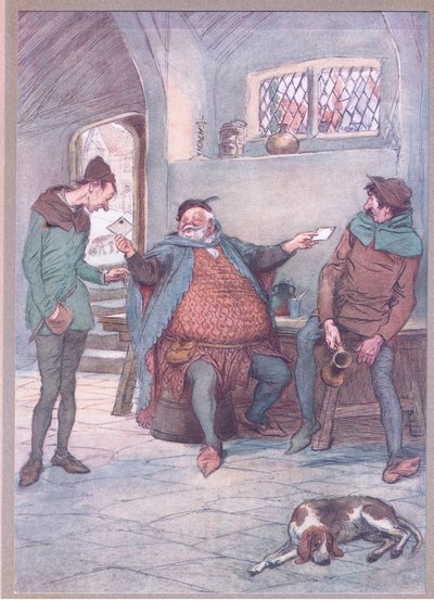 Deze brief aan Mevrouw Page en jij deze aan Mevrouw Ford, illustratie uit The Merry Wives of Windsor, 1910 door Hugh Thomson