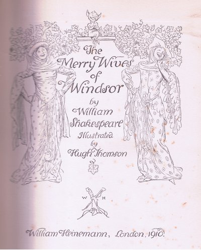 Titelpagina ontwerp, illustratie uit The Merry Wives of Windsor, 1910 door Hugh Thomson