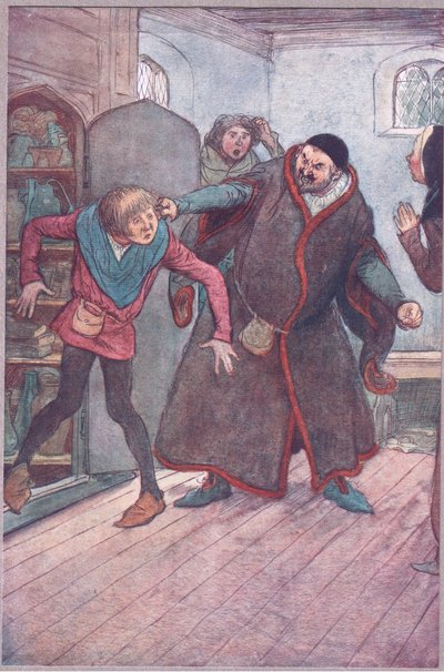 Schurk! Larron! (Trek Simple eruit), illustratie uit The Merry Wives of Windsor, 1910 door Hugh Thomson