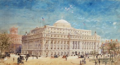 Een weergave van een voorlopig voorstel voor het United States Custom House, New York door Hughson Frederick Hawley