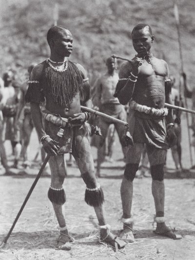 Afrika: Nuba rammeldansers door Hugo Adolf Bernatzik