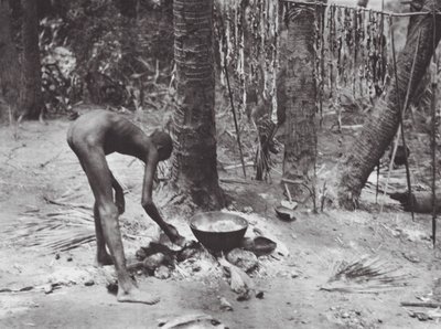 Afrika: Nuer koken krokodillenvlees door Hugo Adolf Bernatzik
