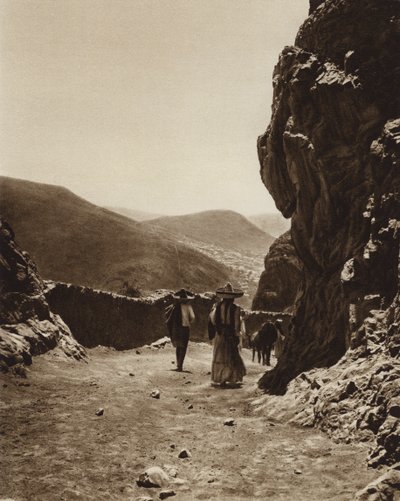 Mexico: straat in Pachuca (zwart-wit foto) door Hugo Brehme