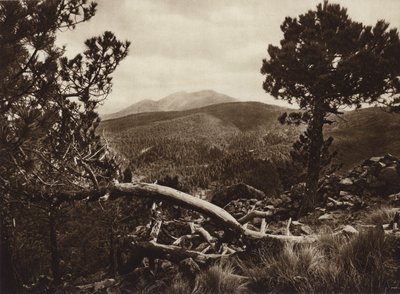 Mexico: El Ajusco, gezien vanaf San Miguel (zwart-wit foto) door Hugo Brehme