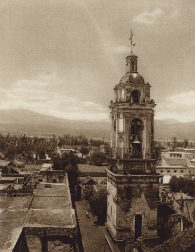 Mexico: Kerk van Xochimilco (z/w foto) door Hugo Brehme