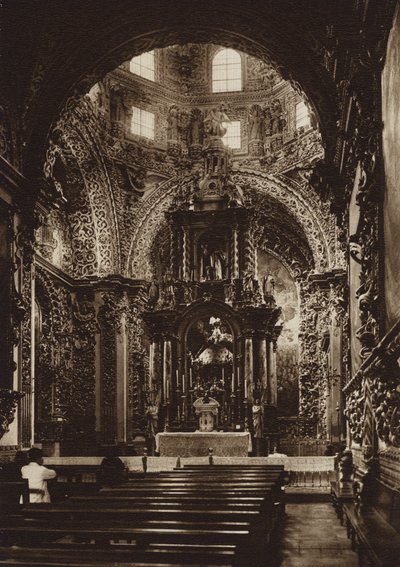 Mexico: Puebla, kapel van de kerk van San Domingo (z/w foto) door Hugo Brehme