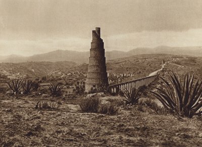 Mexico: Oude Spaanse waterleiding van Los Remedios (z/w foto) door Hugo Brehme