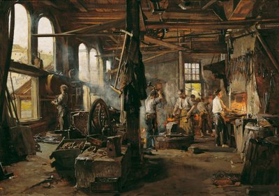 Interieur van een smederij door Hugo Charlemont
