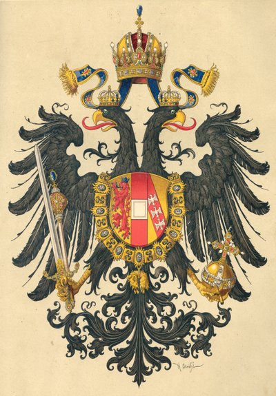 Klein wapen van het Keizerrijk Oostenrijk, 1890 door Hugo Gerard Strohl