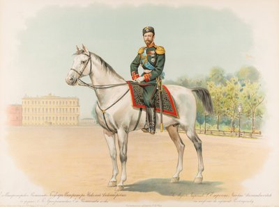 Ruiterportret van Nicolaas II van Rusland door Hugo Karlovich Bakmanson
