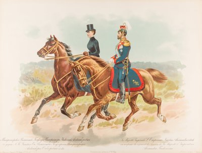Ruiterportret van Nicolaas II van Rusland door Hugo Karlovich Bakmanson