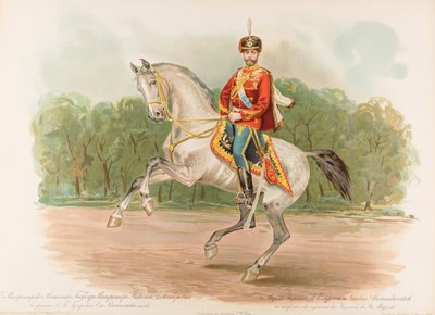 Ruiterportret van Nicolaas II van Rusland door Hugo Karlovich Bakmanson