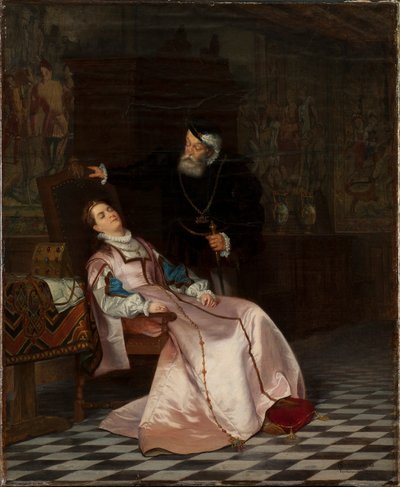 Gustav Vasa vindt zijn gemalin Catherine Stenbock slapend en hoort haar zeggen Koning Gösta ik hou van..., 1 door Hugo Salmson