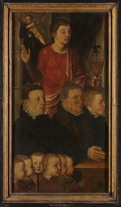 Linkervleugel van een gedenktriptiek, voorheen het Gertz-gedenktriptiek genoemd, met negen mannelijke schenkersportretten met Sint Jan de Evangelist (binnen) en Sint Petrus (buiten) door Hugo van der Goes (copy after)
