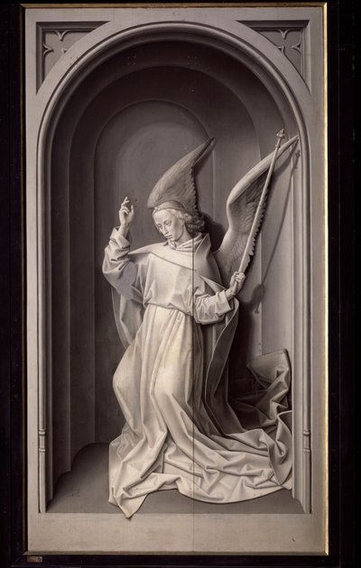 Engel van de Annunciatie, buitenpaneel van het Portinari-drieluik door Hugo van der Goes
